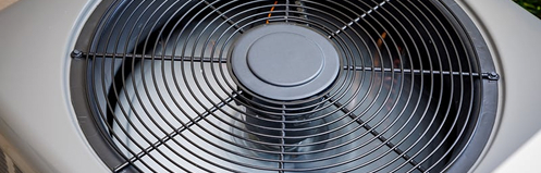 Close up of an AC unit fan